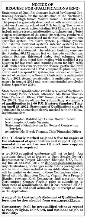 Request for Qualifications for General Contracting Services in Northampton County 4.1