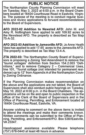 County of Northampton Planning Commission Public Notice 4.15, 4.22