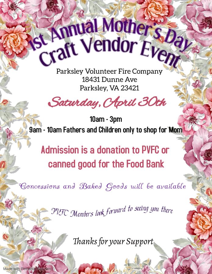 1st Annual Mother's Day Craft Vendor Event - Eastern Shore Post