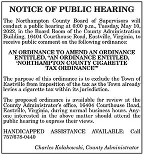 Northampton County Public Hearing on Cigarette Tax Ordinance 4.29, 5.6