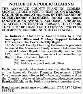 Accomack County Planning Commission Public Hearing 5.20, 5.27