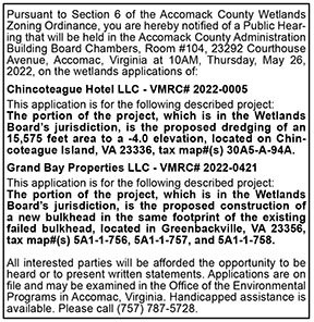 Accomack County Wetlands Zoning Ordinance Public Hearing 5.13, 5.20