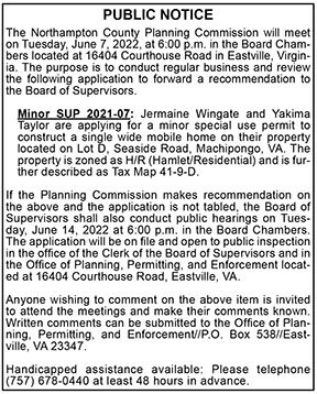 Northampton County Planning Commission Public Notice 5.20, 5.27