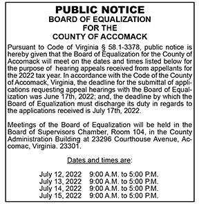 County of Accomack Board of Equalization Public Notice 7.1