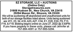 EZ Storage LLC Auction 6.3, 6.10, 6.17, 6.24