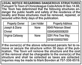 Legal Notice Regarding Dangerous Structures 6.24, 7.1