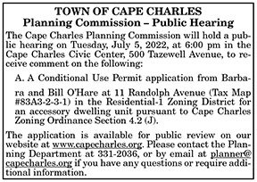 Town of Cape Charles Planning Commission Public Hearing 6.17, 6.24