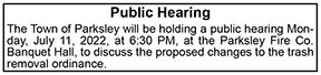 Town of Parksley Public Hearing 7.1, 7.8