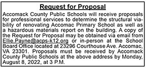 Accomack County Public Schools Request for Proposal for Renovating Accomac Primary School 7.8