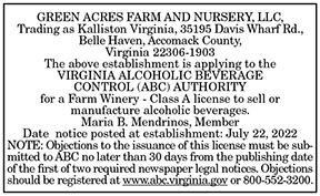 Kalliston Virginia ABC License 7.22, 7.29
