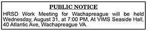 HRSD Work Meeting for Wachapreague Public Notice 8.19