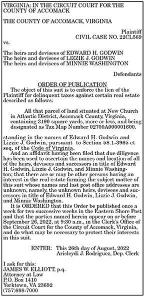 Order of Publication Godwin 9.2, 9.9