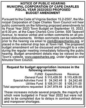 Town of Cape Charles Fiscal Year 2022.2023 Proposed Budget Amendment 9.2