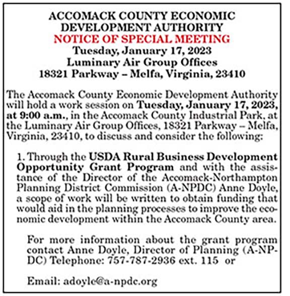 Accomack County EDA Special Meeting 1.13
