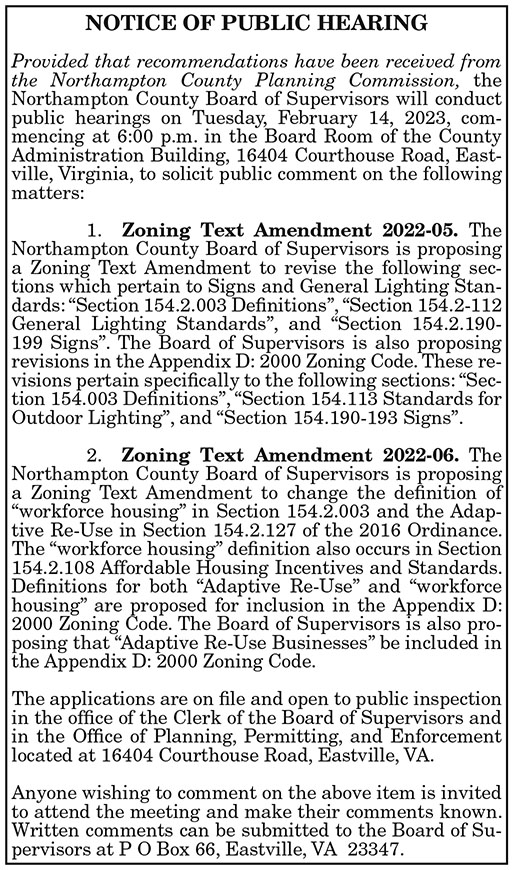 Northampton Co. Zoning Appeals Public Hearing 1.27, 2.3