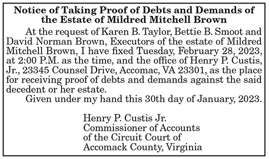 Henry Custis Debts and Demands Mildred Brown 2.3