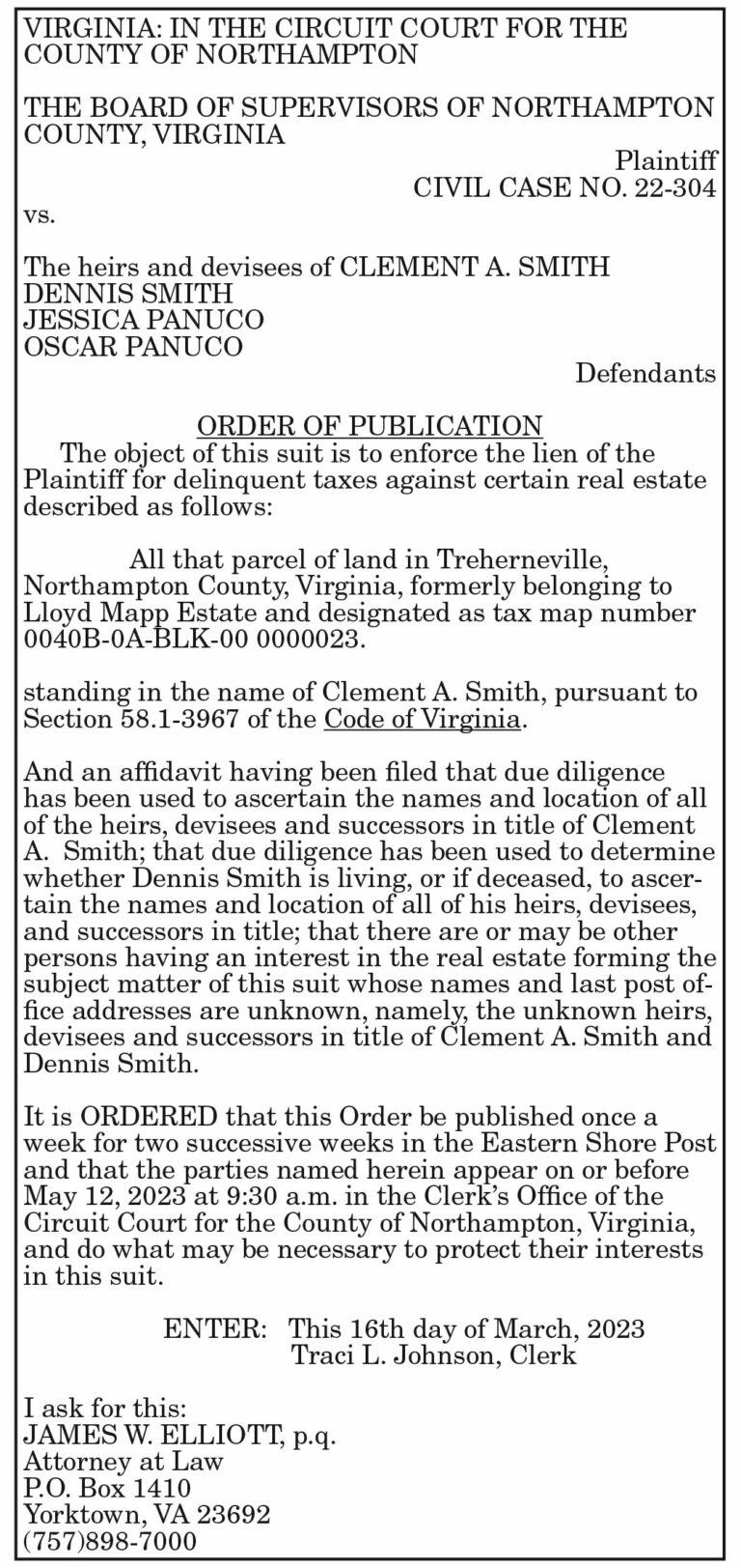 Northampton BOS vs Heirs of Clement Smith, 3.24, 3.31