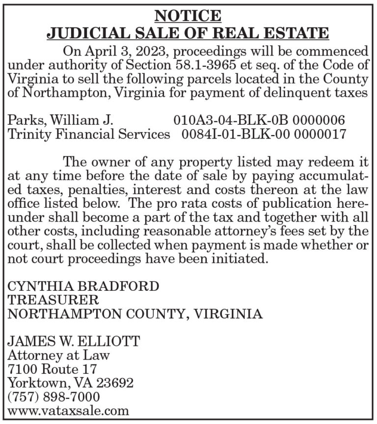 Judicial Sale of Real Estate, Parks et al, 3.3