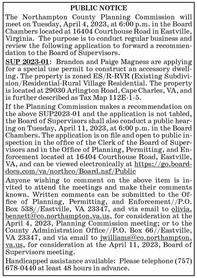 Northampton County Planning Commission Meeting, April 4, 3.17, 3.24