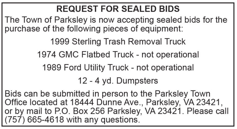 Request for Sealed Bids, Parksley, 3.10, 3.17