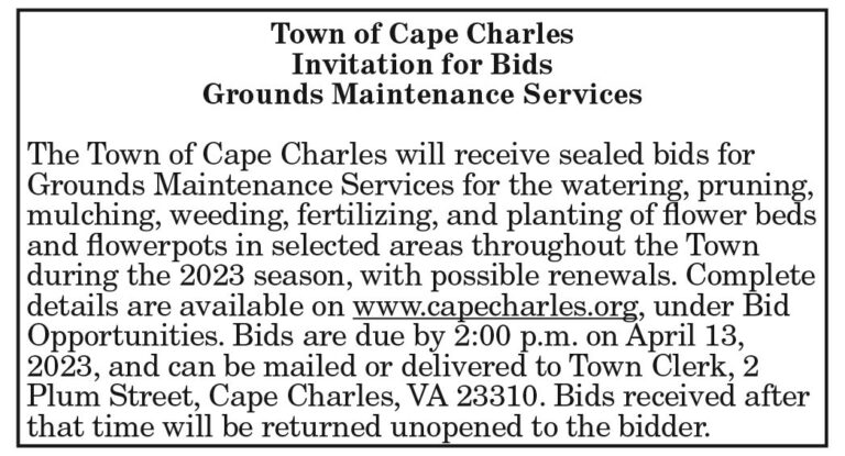 Town of Cape Charles Ad for Bids, Grounds Maintenance Services