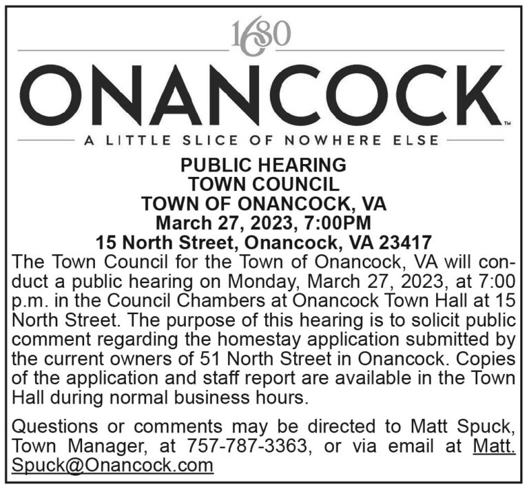 Town of Onancock Town Council Public Hearing March 27, 3.17