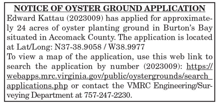 Notice of Oyster Ground Application, Kattau 3.3
