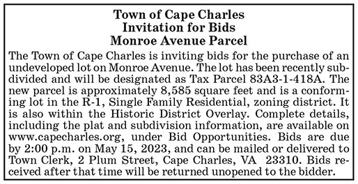 Town of Cape Charles, Invitation for Bids, Monroe Avenue Parcel