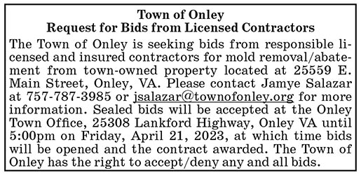 Town of Onley, Request for Bids, Mold Removal