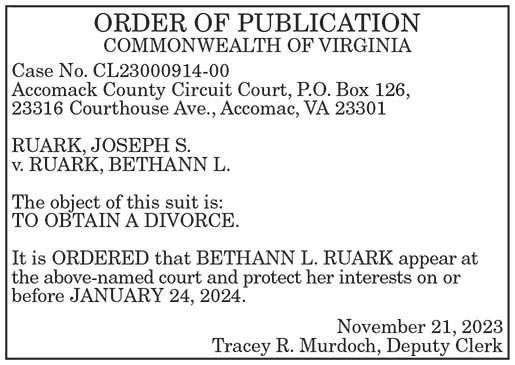 Divorce Notice; Ruark