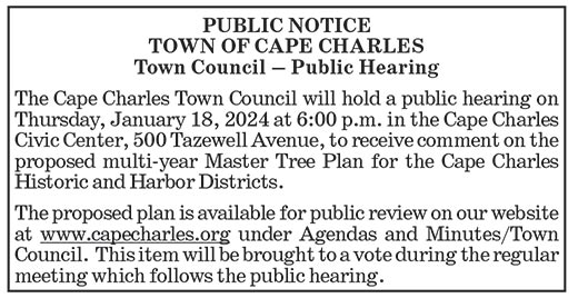 Town of Cape Charles, Town Council, Public Hearing, Jan. 18