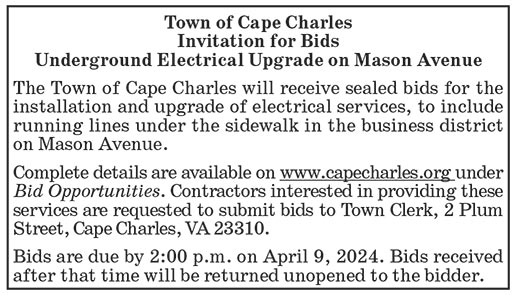 Town of Cape Charles, Invitation for Bids, Underground Electrical Update