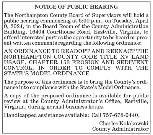 Northampton County, BOS, Public Hearing, April 9, Title XV Land Usage Ordinance