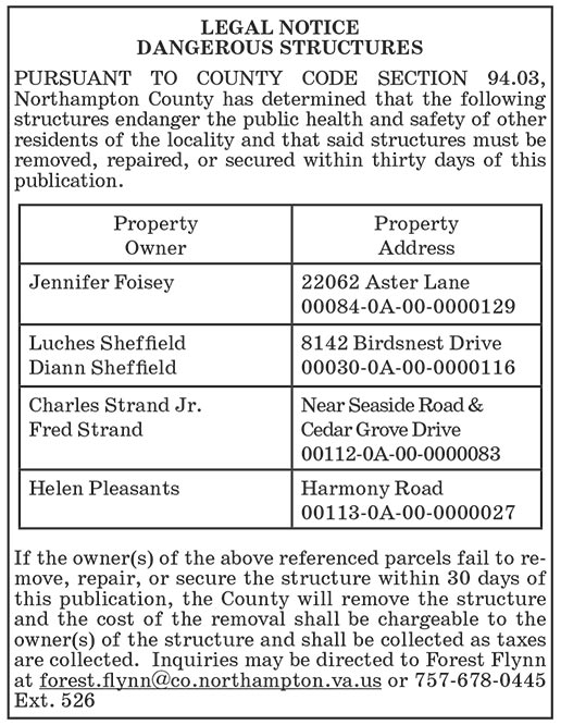 Northampton County, Removal of Dangerous Structures