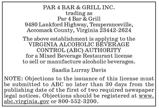 ABC License, Par 4 Bar & Grill Inc.