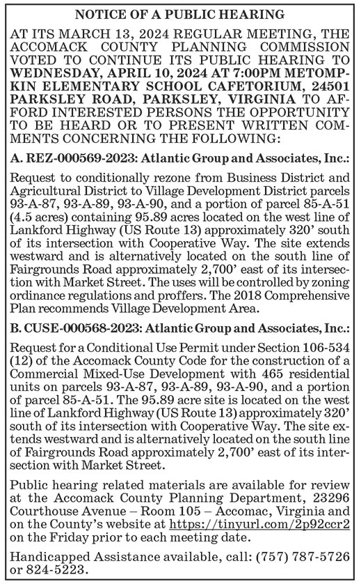 Accomack County, Planning Commission, Public Hearing, April 10