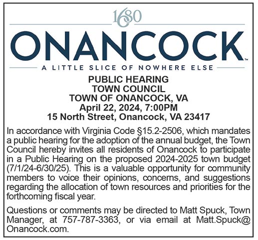 Town of Onancock, Town Council, Public Hearing, April 22