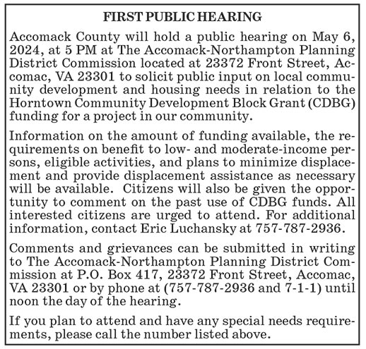 ANPDC, Accomack County, First Public Hearing, May 6