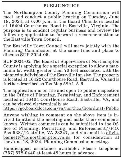 Northampton County Planning Commission, Public Hearing, June 18