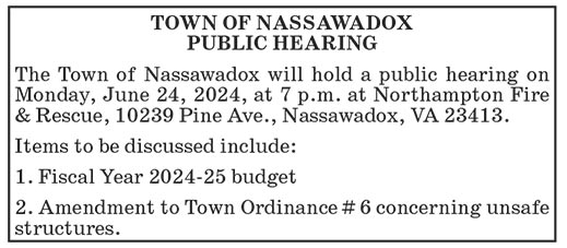 Town of Nassawadox, Public Hearing, June 24