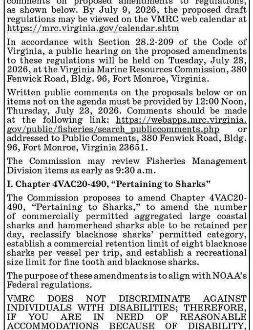 VMRC, Public Hearing, July 28