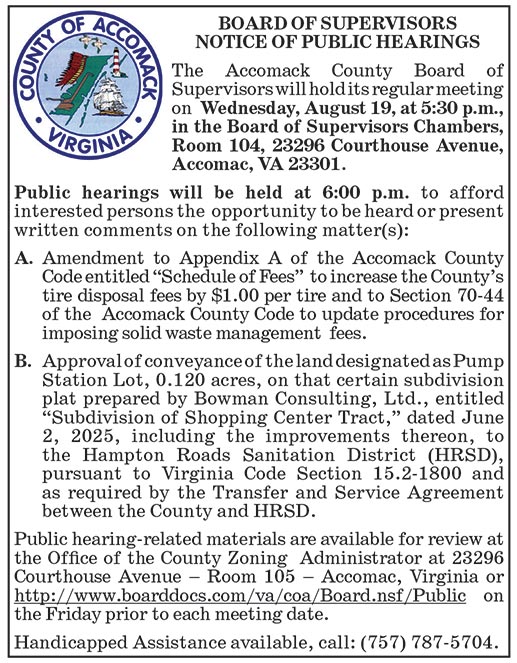 Accomack County BOS, Public Hearing, Aug. 19