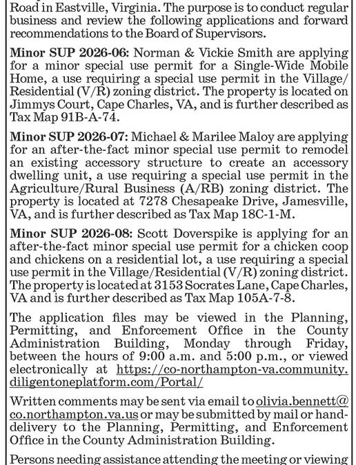 Northampton County Planning Commission, Public Hearing, Aug. 18