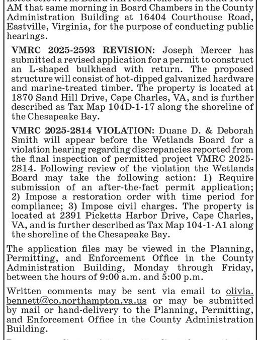 Northampton County Wetlands Board, Public Hearing, Aug. 20