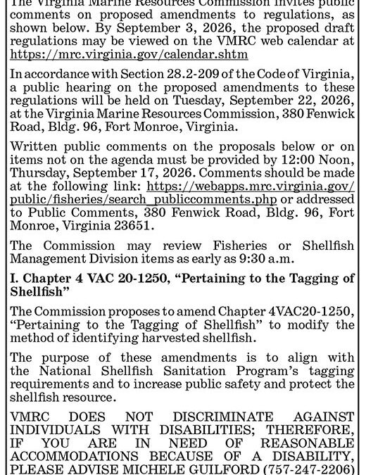 VMRC, Public Hearing, Sept. 22