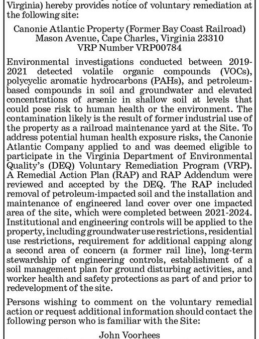 Stantec, Notice of Voluntary Remediation