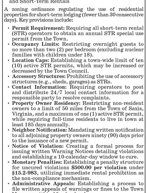 Town of Saxis, Public Hearing, Oct. 5