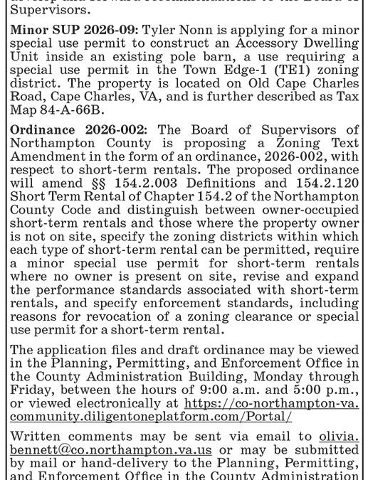 Northampton County Planning Commission, Public Hearing, Oct. 20