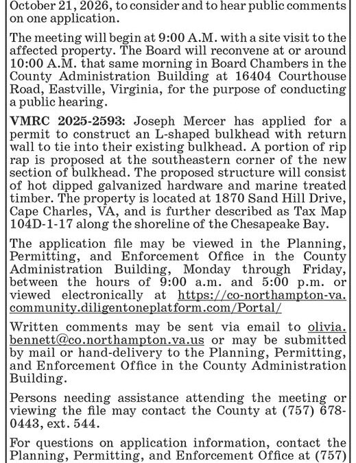 Northampton County Wetlands Board, Public Hearing, Oct. 21